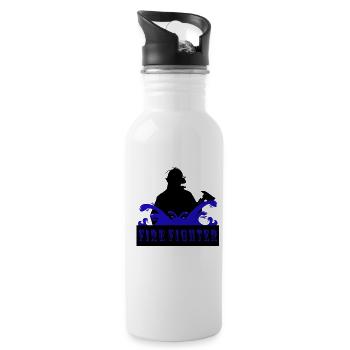 Feuerwehrmann - Trinkflasche mit integriertem Trinkhalm - Weiß - Rechts