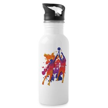 Basketteur Coloré Paint Slam Dunk Sports - Gourde avec paille intégrée - blanc - Droite