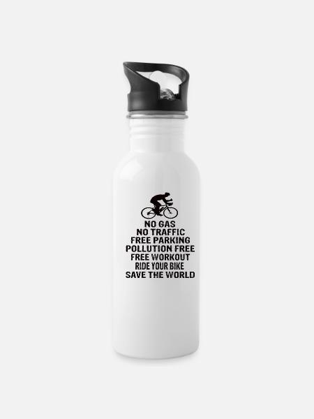 Rennrad - Trinkflasche mit integriertem Trinkhalm - Weiß