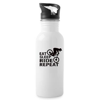 Eat Sleep Ride Repeat - Water bottle with straw - white - Right