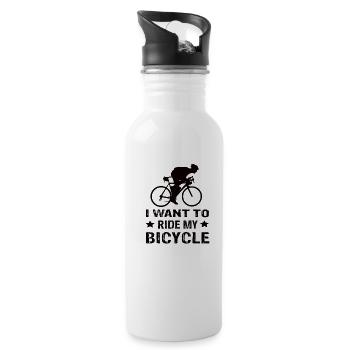 Rennrad I Want To Ride My Bicycle - Trinkflasche mit integriertem Trinkhalm - Weiß - Rechts