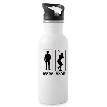 Your Dad my Dad Baseball Papa - Trinkflasche mit integriertem Trinkhalm - Weiß - Rechts