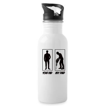Your Dad My Dad Construction Worker Dad - Water bottle with straw - white - Right