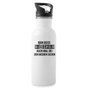 Man Muss Die Schuld Auch bei Anderen Suchen - Trinkflasche mit integriertem Trinkhalm - Weiß - Rechts