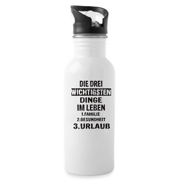 Urlaub - Trinkflasche mit integriertem Trinkhalm - Weiß - Rechts