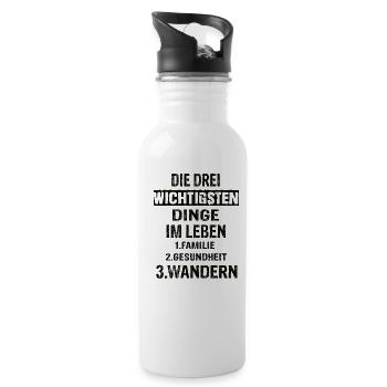 Wandern - Trinkflasche mit integriertem Trinkhalm - Weiß - Rechts