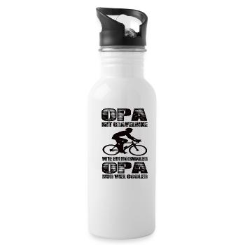 Opa Mit GravelBike Wie Ein Normaler Opa Nur Coole - Trinkflasche mit integriertem Trinkhalm - Weiß - Rechts