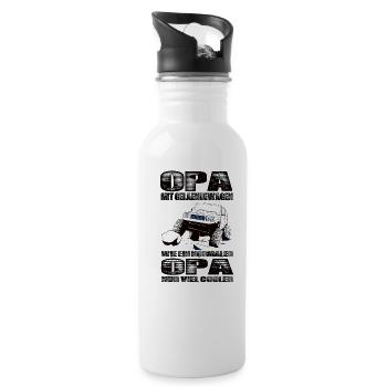 Opa Mit Geländewagen Wie Ein Normaler Opa Nur Cool - Trinkflasche mit integriertem Trinkhalm - Weiß - Rechts