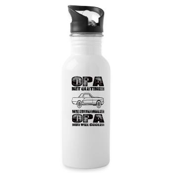 Opa Mit Oldtimer Wie Ein Normaler Opa Nur Cooler - Trinkflasche mit integriertem Trinkhalm - Weiß - Rechts