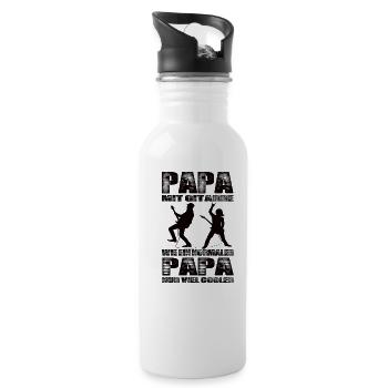 Papa Mit Gitarre Wie Ein Normaler Papa nur Cooler - Trinkflasche mit integriertem Trinkhalm - Weiß - Rechts