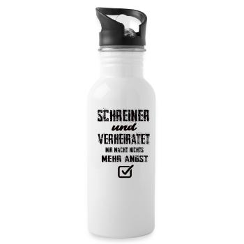 Schreiner Und Verheiratet Mir Macht Nix Mehr Angst - Trinkflasche mit integriertem Trinkhalm - Weiß - Rechts