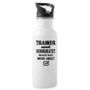 Trainer und Verheiratet - Trinkflasche mit integriertem Trinkhalm - Weiß - Rechts
