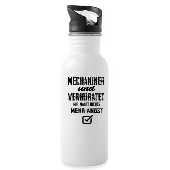 Mechaniker und Verheiratet - Trinkflasche mit integriertem Trinkhalm - Weiß - Rechts