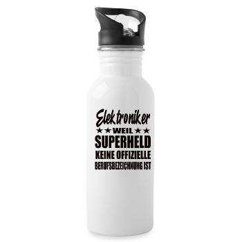 Elektroniker Superheld Spruch - Trinkflasche mit integriertem Trinkhalm - Weiß - Rechts