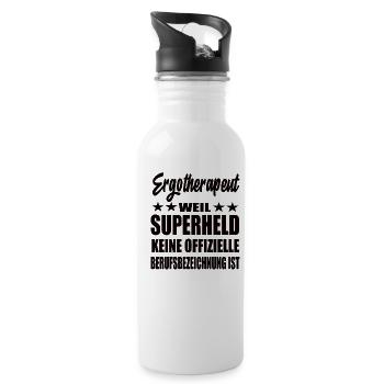 Ergotherapeut Superheld Spruch - Trinkflasche mit integriertem Trinkhalm - Weiß - Rechts