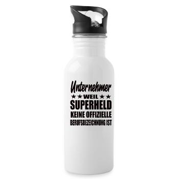 Unternehmer Superheld Spruch - Trinkflasche mit integriertem Trinkhalm - Weiß - Rechts