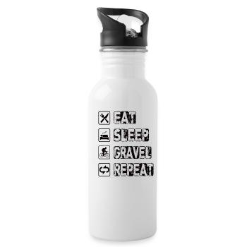 Eat Sleep Gravel Repeat - Water bottle with straw - white - Right