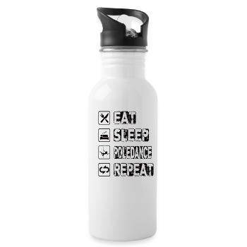 Eat Sleep Poledance Repeat - Trinkflasche mit integriertem Trinkhalm - Weiß - Rechts