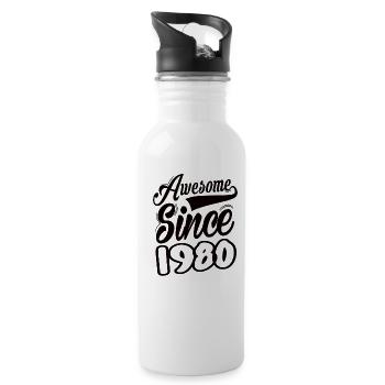 Awesome Since 1980 - Water bottle with straw - white - Right