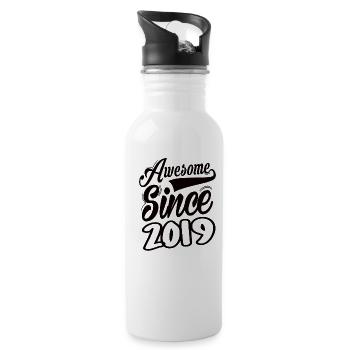 Awesome Since 2019 - Water bottle with straw - white - Right