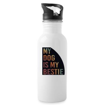 My Dog Is My Bestie - Water bottle with straw - white - Right