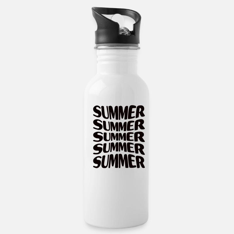 Sommer Sommer Sommer Sommer Sommer - Trinkflasche mit integriertem Trinkhalm - Weiß
