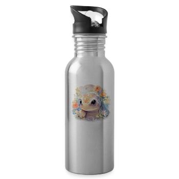 Schildkröte Echse Schildkröte Baby Schildkröten - Trinkflasche mit integriertem Trinkhalm - Lightsilver - Rechts