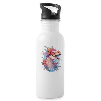 Dinosaurier Trex Dinos Dinosaurus Dino Baby - Trinkflasche mit integriertem Trinkhalm - Weiß - Rechts