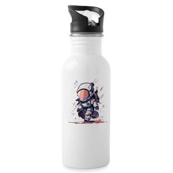 Astronaut Astro Astronauten Weltall Kosmos - Trinkflasche mit integriertem Trinkhalm - Weiß - Rechts