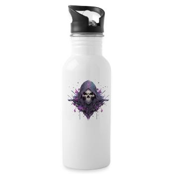 Totenkopf - Trinkflasche mit integriertem Trinkhalm - Weiß - Rechts
