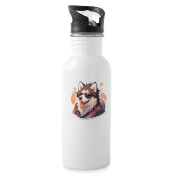 Dogs Pet Dog Owner Dog Lover Animal - Water bottle with straw - white - Right