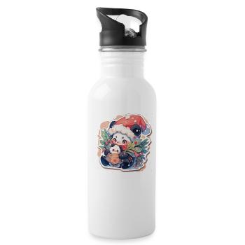 Panda Weihnachten Panda Pandas Panda Weihnachten - Trinkflasche mit integriertem Trinkhalm - Weiß - Rechts