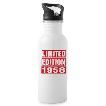 Limited Edition 1958 Geburtstag 1958 Vintage Retro - Trinkflasche mit integriertem Trinkhalm - Weiß - Rechts