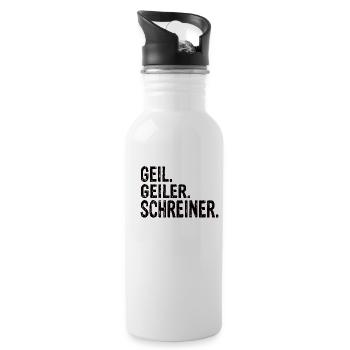 Schreiner Schreiner Handwerk Schreiner Spruch - Trinkflasche mit integriertem Trinkhalm - Weiß - Rechts