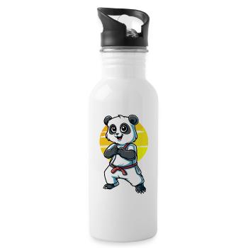 Süsser Kampfsport Panda - Trinkflasche mit integriertem Trinkhalm - Weiß - Rechts