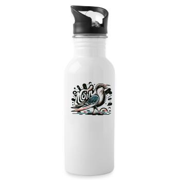 Moin Möwe Moin Sprüche Hamburg Moin Dialekt - Trinkflasche mit integriertem Trinkhalm - Weiß - Rechts