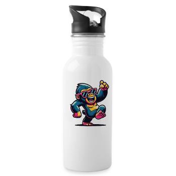 Gorilla with sunglasses - Water bottle with straw - white - Right