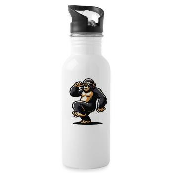 Gorilla with sunglasses - Water bottle with straw - white - Right