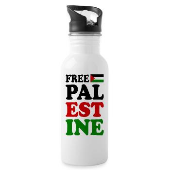 Free palestine - Trinkflasche mit integriertem Trinkhalm - Weiß - Rechts
