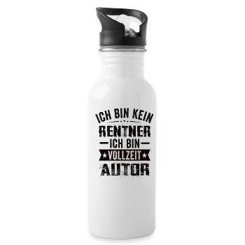 Ich Bin Kein Rentner Ich Bin Vollzeit Autor - Trinkflasche mit integriertem Trinkhalm - Weiß - Rechts