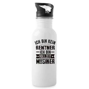 Ich Bin Kein Rentner Ich Bin Vollzeit Musiker - Trinkflasche mit integriertem Trinkhalm - Weiß - Rechts