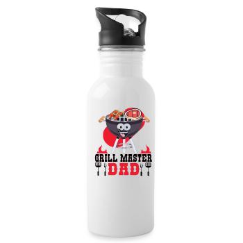 Grillmaster Dad BBQ Grill Grillen Barbecue Smoker - Trinkflasche mit integriertem Trinkhalm - Weiß - Rechts