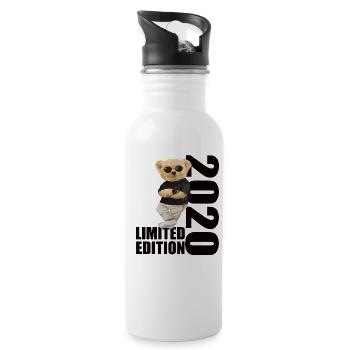Limited Edition 2020 Bär Bären Geburtstag 2020 - Trinkflasche mit integriertem Trinkhalm - Weiß - Rechts