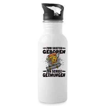 Zum Skaten Geboren Zur Schule Gezwungen - Trinkflasche mit integriertem Trinkhalm - Weiß - Rechts