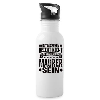 Bricklayer Building Construction Structural Engineer Bricklayer Funny - Water bottle with straw - white - Right