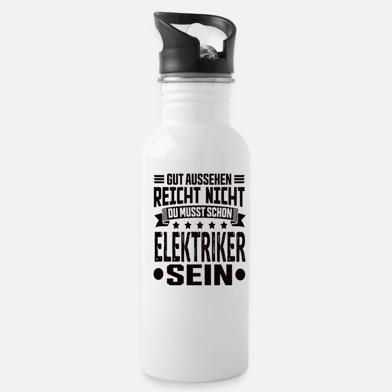 Elektriker - Trinkflasche mit integriertem Trinkhalm - Weiß