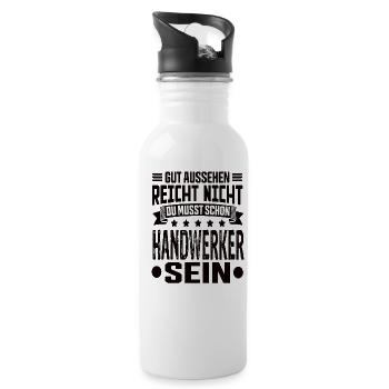 Handwerker - Trinkflasche mit integriertem Trinkhalm - Weiß - Rechts
