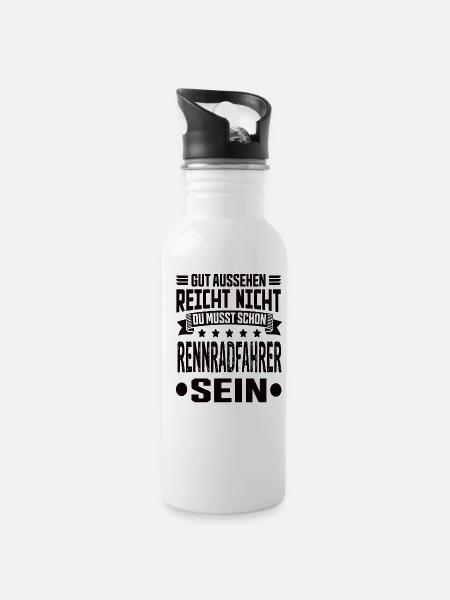 Rennrad Rennradfahrer Rennrad Fahrrad Rennräder - Trinkflasche mit integriertem Trinkhalm - Weiß