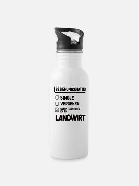 Landwirt Beziehungsstatus - Trinkflasche mit integriertem Trinkhalm - Weiß