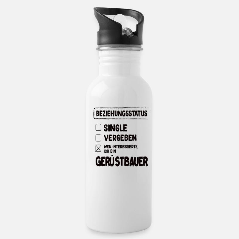 Gerüstbauer Beziehungsstatus Gerüstbauer Gerüstbau - Trinkflasche mit integriertem Trinkhalm - Weiß